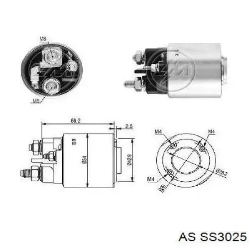 Втягивающее реле стартера SS3025 AS/Auto Storm
