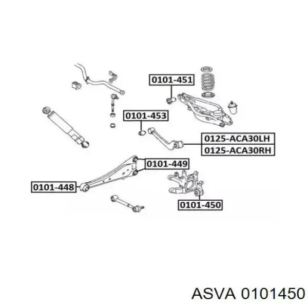 Сайлентблок цапфы задней 0101450 Asva