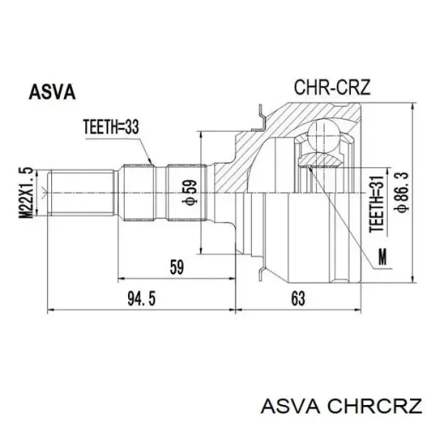 ШРУС наружный передний CHRCRZ Asva