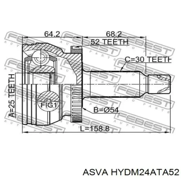 ШРУС наружный передний HYDM24ATA52 Asva