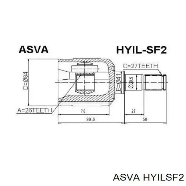 Шрус внутренний левый HYILSF2 Asva