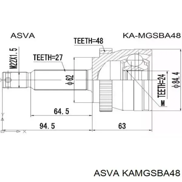 ШРУС наружный передний KAMGSBA48 Asva