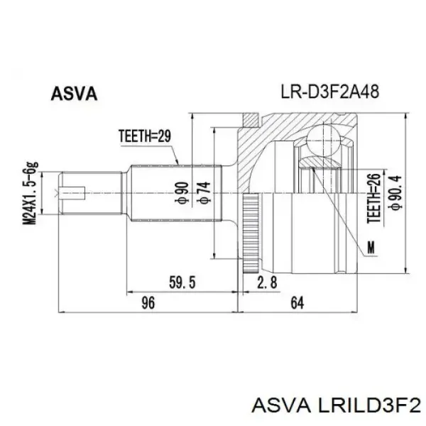 ШРУС внутренний LRILD3F2 Asva