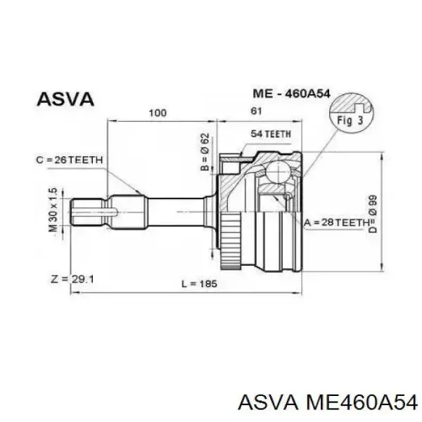 ШРУС наружный передний ME460A54 Asva