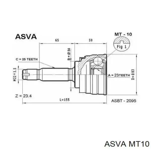 ШРУС наружный передний MT10 Asva