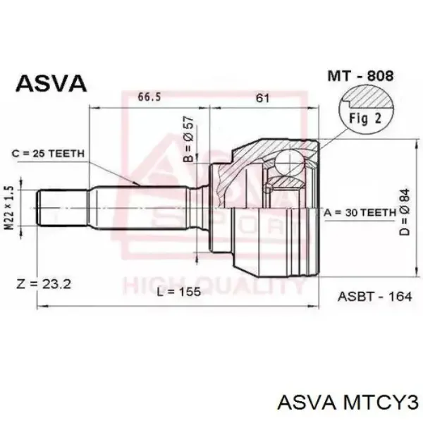ШРУС наружный передний MTCY3 Asva
