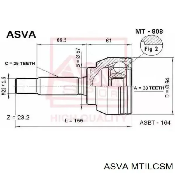 Шрус внутренний левый MTILCSM Asva