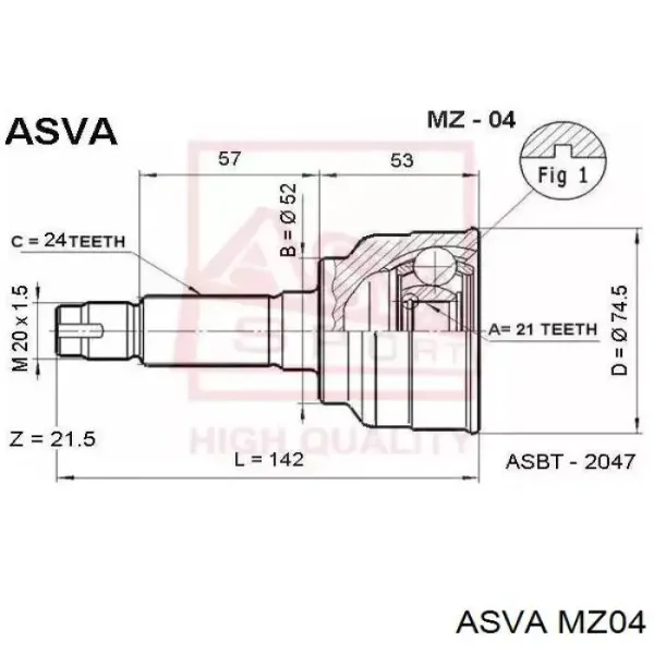 ШРУС наружный передний MZ04 Asva