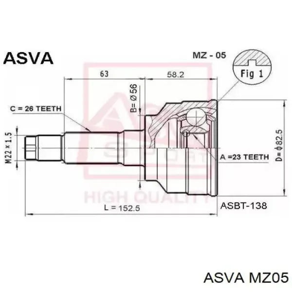 ШРУС наружный передний MZ05 Asva