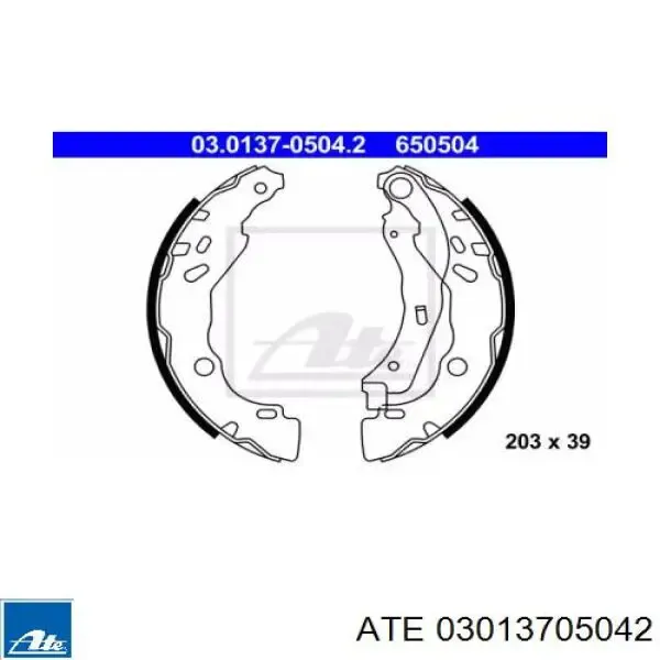 Задние барабанные колодки 03013705042 ATE