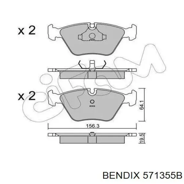 Передние тормозные колодки 571355B Jurid/Bendix