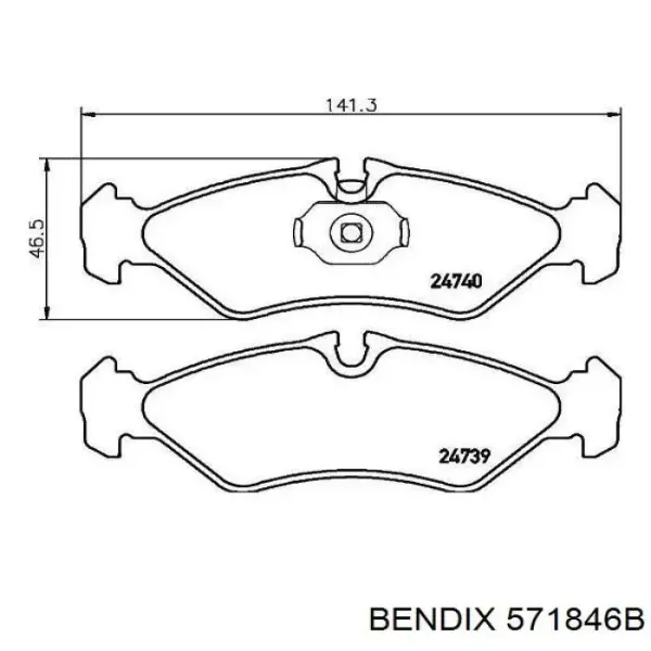 Задние тормозные колодки 571846B Jurid/Bendix