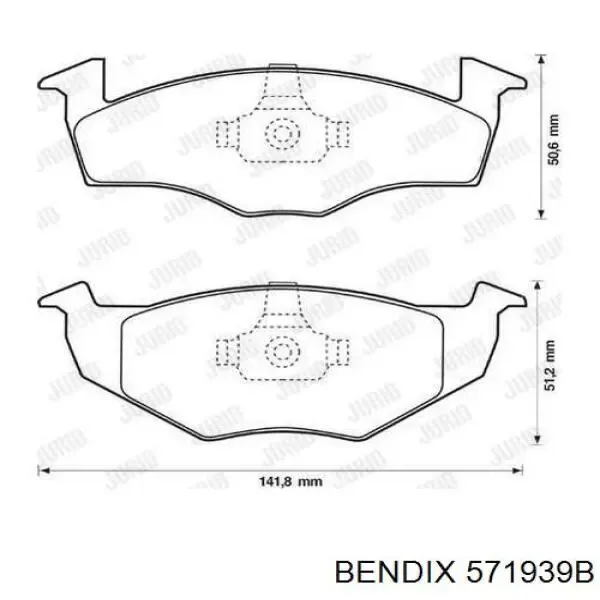 Передние тормозные колодки 571939B Jurid/Bendix