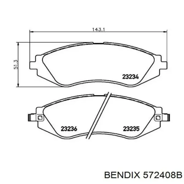 Передние тормозные колодки 572408B Jurid/Bendix