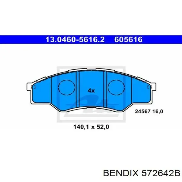 Передние тормозные колодки 572642B Jurid/Bendix