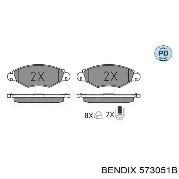 Передние тормозные колодки 573051B Jurid/Bendix