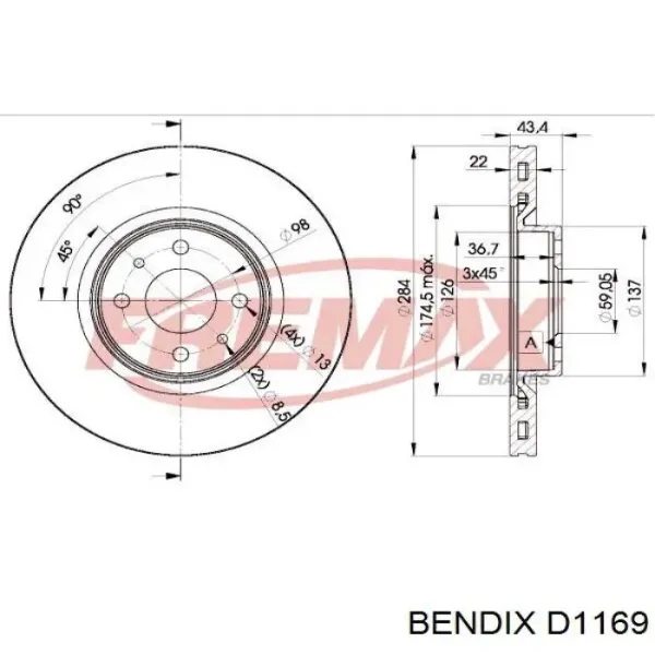 Передние тормозные колодки D1169 Jurid/Bendix
