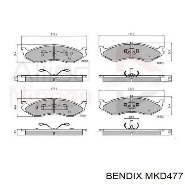 Передние тормозные колодки MKD477 Jurid/Bendix