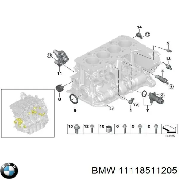 Штуцер блока системы охлаждения 11118511205 BMW