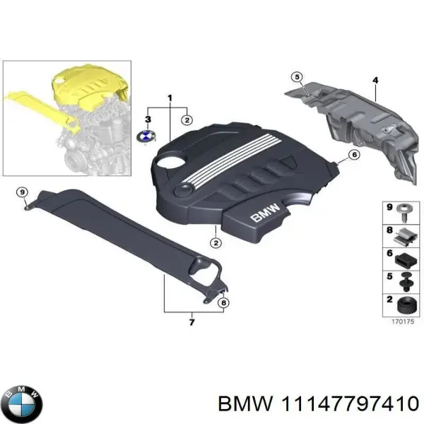 Крышка двигателя 11147797410 BMW