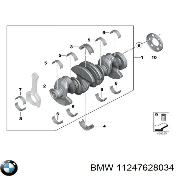 11247628034 BMW Вкладыши коленвала шатунные, комплект, 1-й