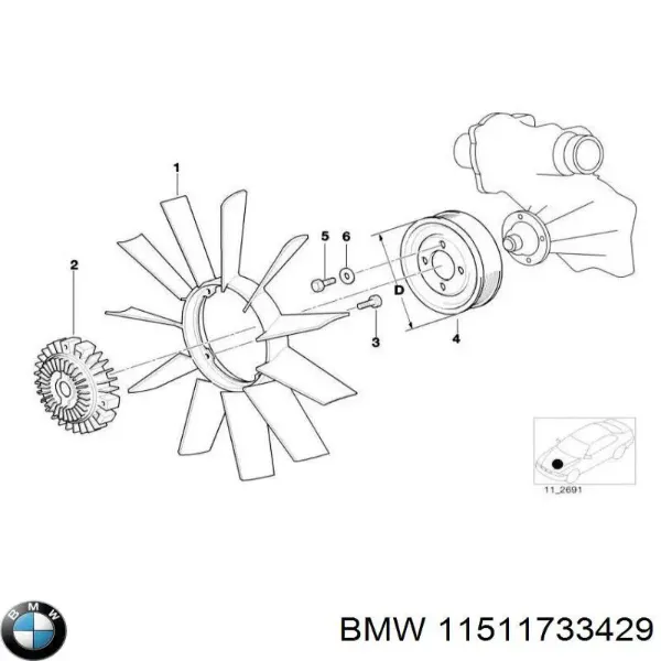  Шкив помпы BMW 7 