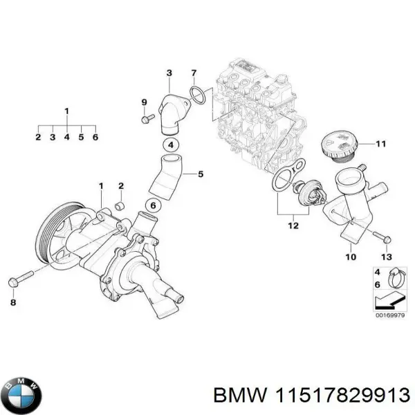 Патрубок системы охлаждения 11517829913 BMW