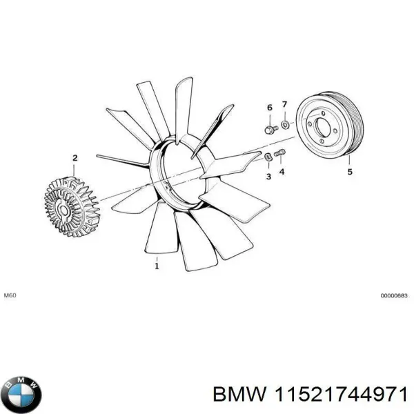 Крыльчатка радиатора охлаждения 11521744971 BMW