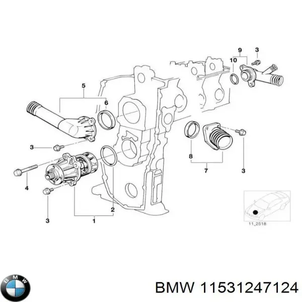 Прокладка фланца системы охлаждения 11531247124 BMW