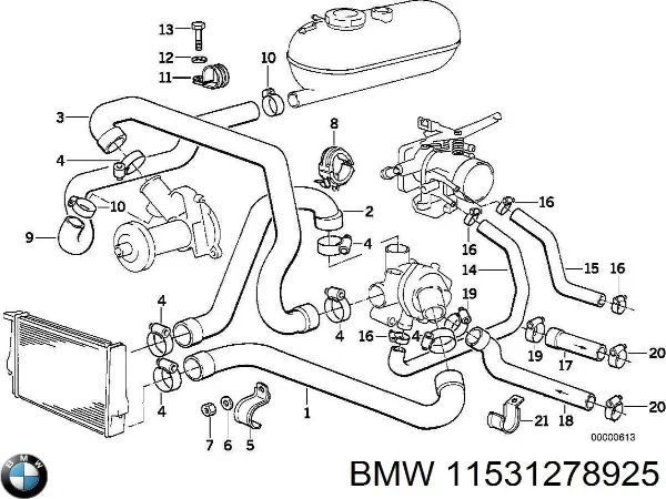 Нижний шлаг радиатора охлаждения 11531278925 BMW