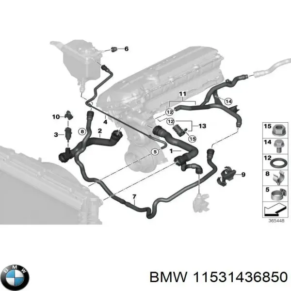 Заглушка системы охлаждения 11531436850 BMW