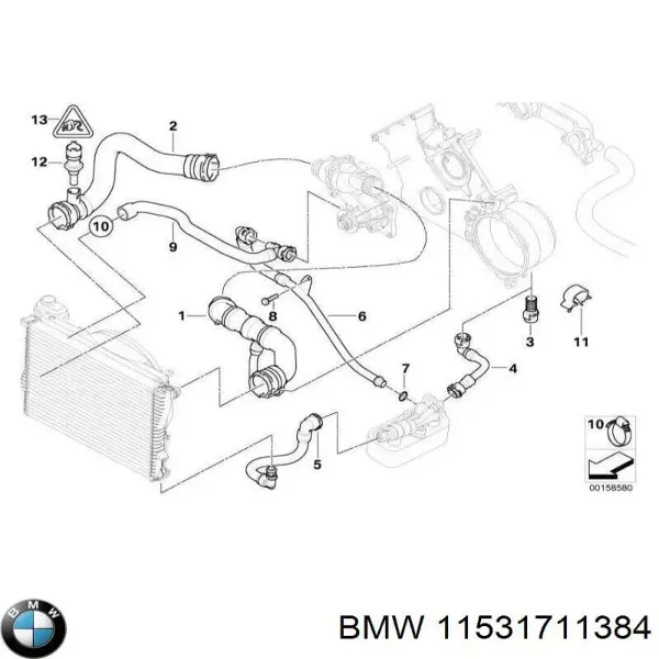 Патрубок системы охлаждения 11531711384 BMW