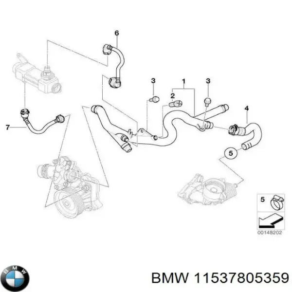 Патрубок системы охлаждения 11537805359 BMW