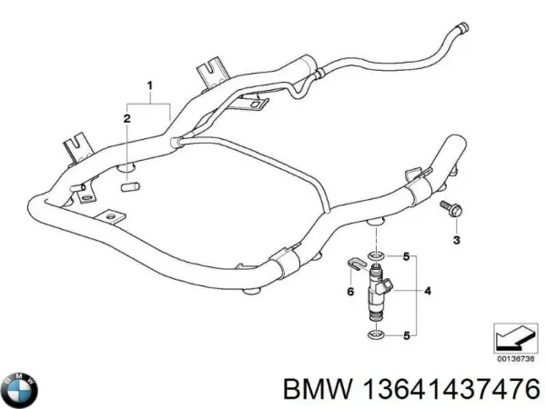 Кольцо (шайба) форсунки инжектора посадочное 13641437476 BMW