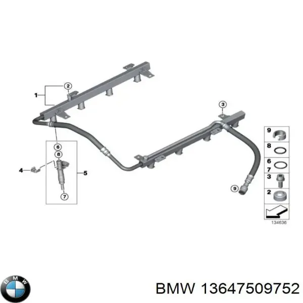 Кольцо форсунки инжектора посадочное BMW 13647509752