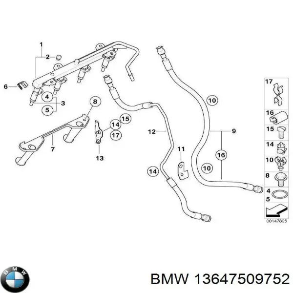 Кольцо (шайба) форсунки инжектора посадочное 13647509752 BMW