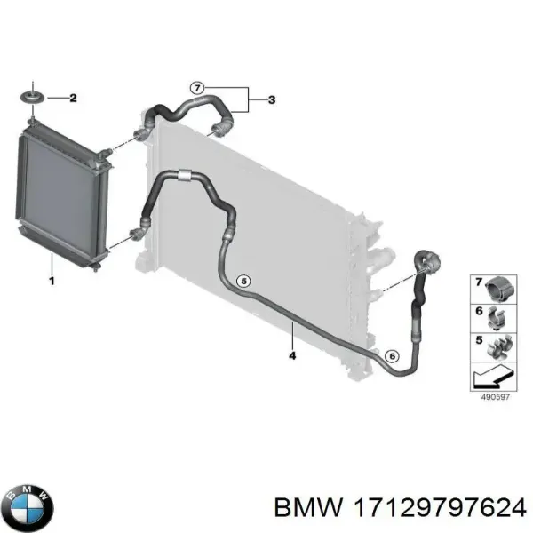 Нижний шлаг радиатора охлаждения 17129797624 BMW