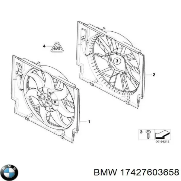 Диффузор вентилятора в сборе с мотором и крыльчаткой 17427603658 BMW