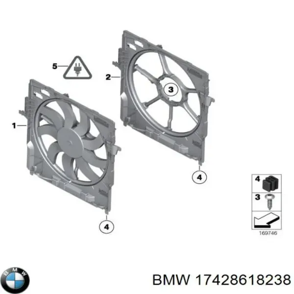 17428618238 BMW Диффузор радиатора охлаждения, в сборе с мотором и