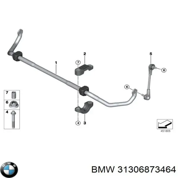 Втулка стабилизатора переднего 31306873464 BMW