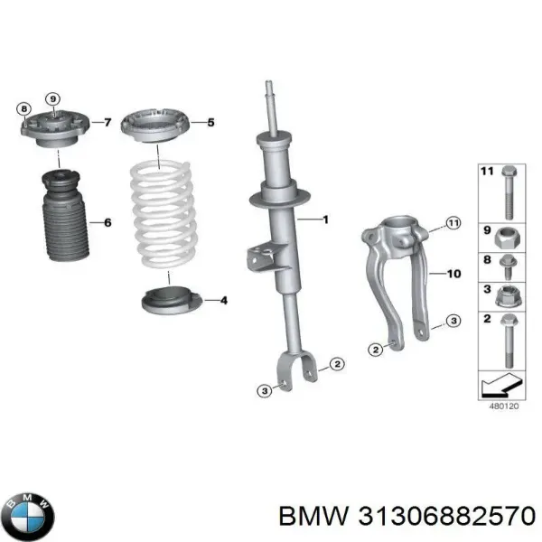 Опора переднего амортизатора 31306882570 BMW