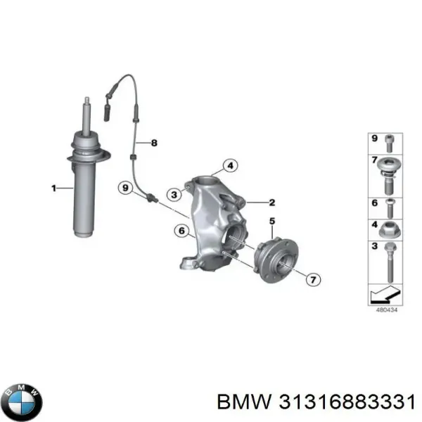 Амортизатор передний левый 31316883331 BMW