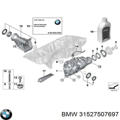 Сальник хвостовика редуктора переднего моста BMW 31527507697
