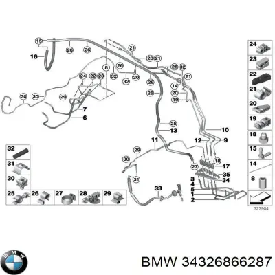 Трубка тормозная передняя правая BMW 34326866287