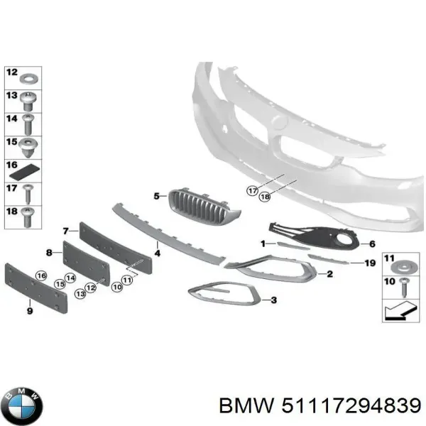 Ободок (окантовка) фары противотуманной левой 51117294839 BMW