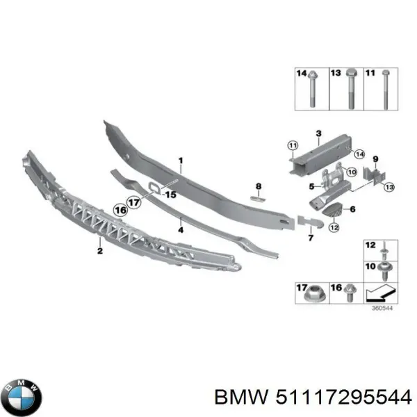 Абсорбер переднего бампера 51117295544 BMW