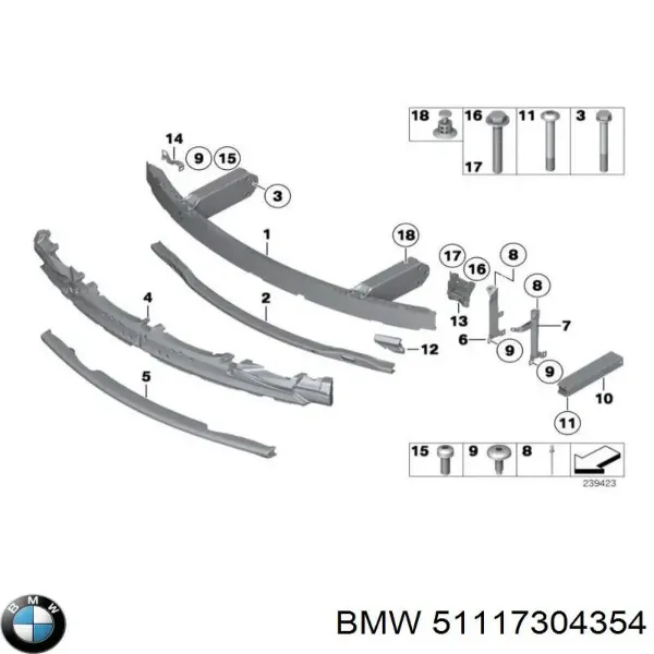 Абсорбер переднего бампера 51117304354 BMW