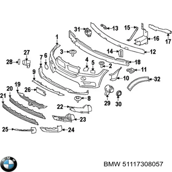 Распорка передних стоек подвески левая 51117308057 BMW