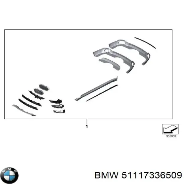 Решетка бампера переднего левая 51117336509 BMW