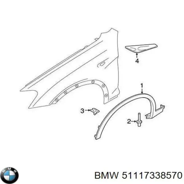 Накладка крыла переднего правого 51117338570 BMW